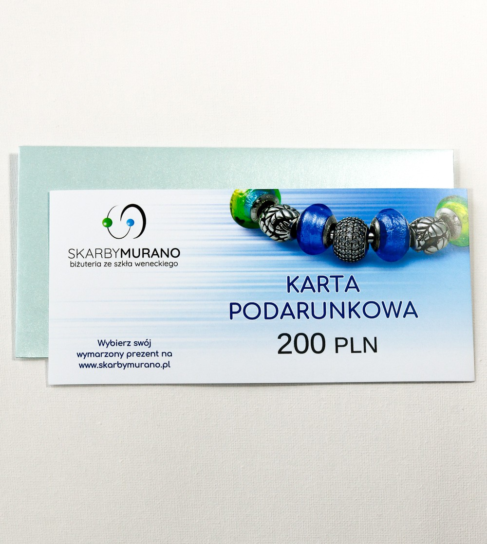 Karta Podarunkowa 200 PLN - pomysł na prezent skarbymurano.pl